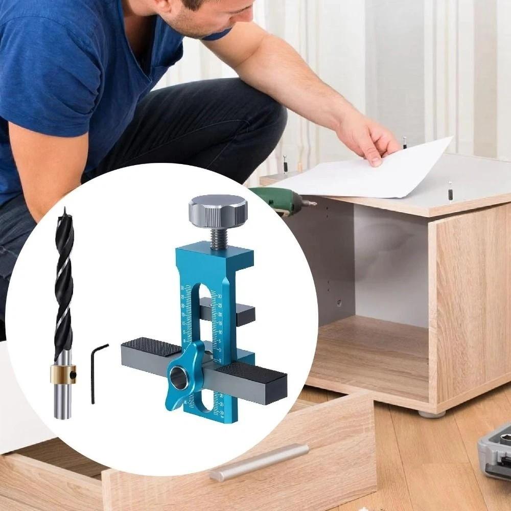 2 v 1 Polohovač pro instalaci dvířek skříněk s odskokem, děrovaná montážní šablona, instalace šatní skříně