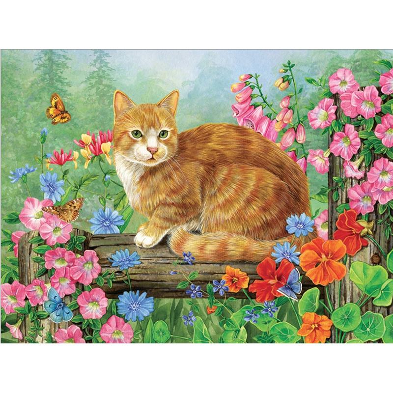 DIY 5D Flowers Diamond Mosaic Animal Diamond Painting Cat Diamond Embroidery Cross Stitch Picture Of Rhinestones Handcraft Gift