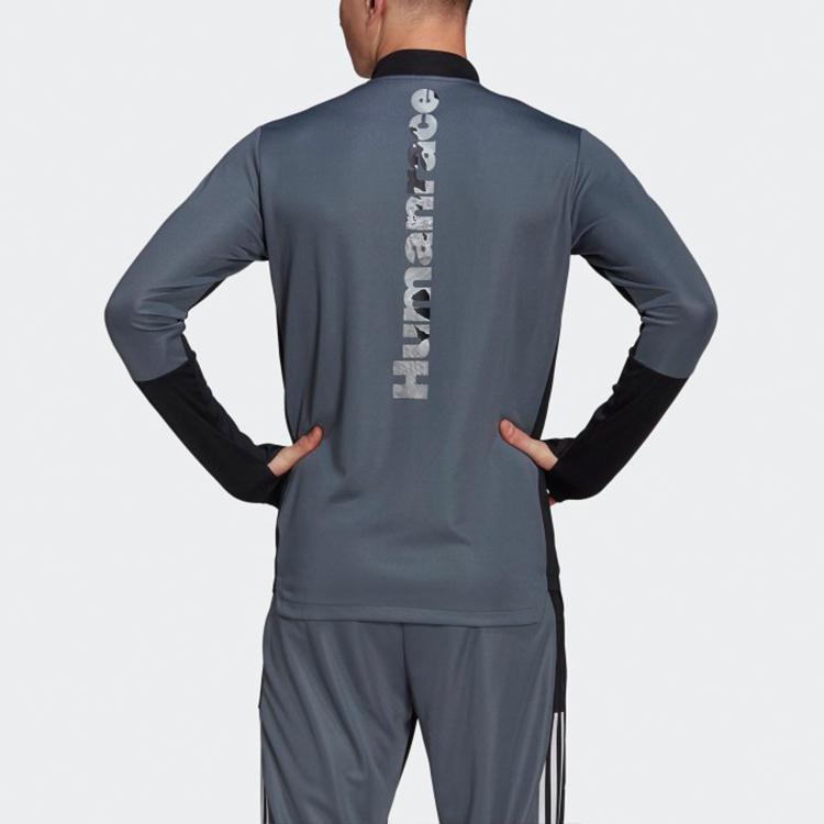 Adidas X Pharrell Williams Collaboration FW22 Real Madrid Half-Zip Soccer Sweatshirt Men Tops Black Grey GK7841