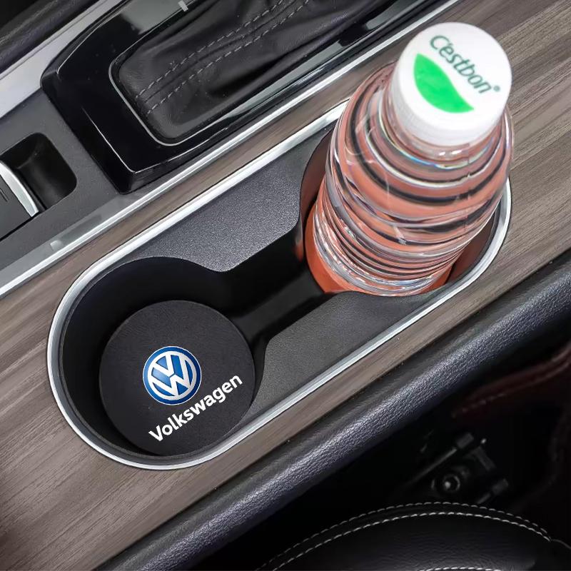 2026 Hot 2Pcs Car Coaster Water Cup Mat Non-Slip Pad For Volkswagen VW Golf Amarok Beetle GTI Magotan T-ROC T-Cross Polo Atlas ID3 Tiguan zs5