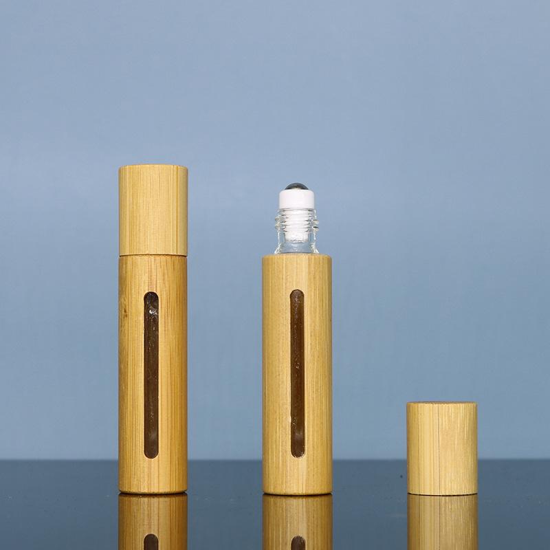 3ml/5ml/10ml/15ml Pack of 10 Mini Glass Roller Bottles with Ball Rollerball Glass Bottles with Bamboo Case Empty Bottles