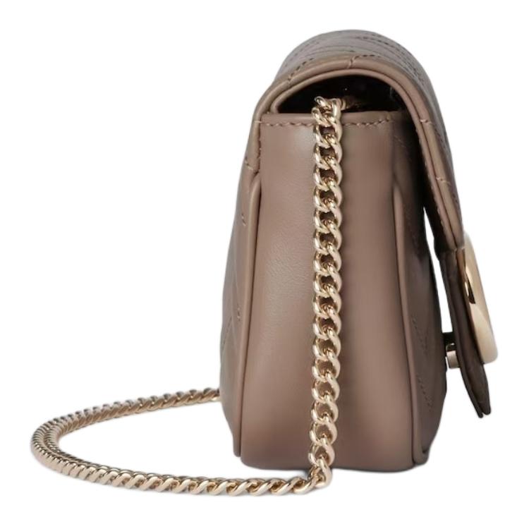 Gucci GG Marmont Quilted Leather On Chain Taupe Chain Crossbody Clutch Bag for Women Daily Commute Evening Party  476433-DTDHD-1523