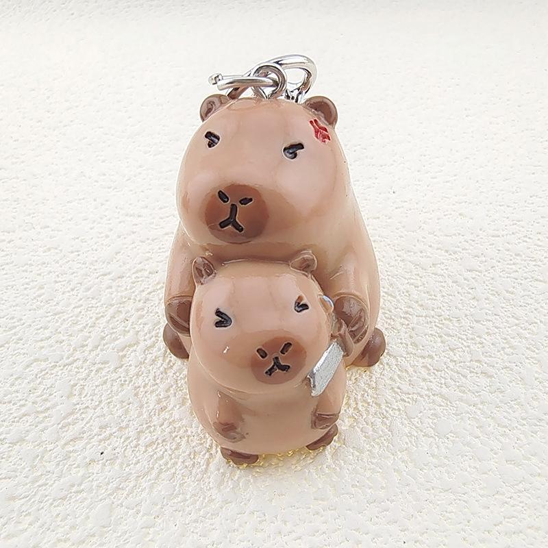 Kawaii 3D Capybara Keychain Cartoon Animal Keyring Bag Pendant Backpack Hanging Decoration Couple Key Holder Lovely Gifts