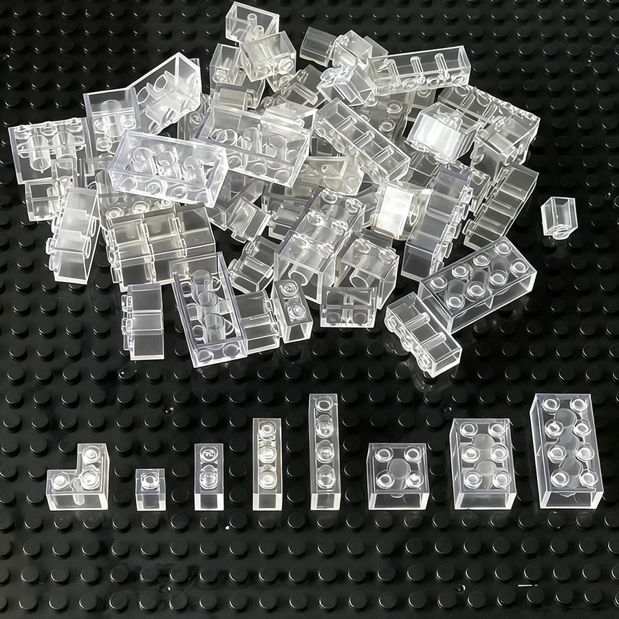 Non-Toxic 110 Pcs Small Particles Mix Bricks Transparent Clear White Thick Brick Model Classic Bulk Parts Building Blocks Gifts Toys For C