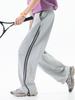 Men's American Outdoor Striped Drawstring Wide-Leg Summer Pants - Breathable, Loose, Straight-leg, Casual Sportswear