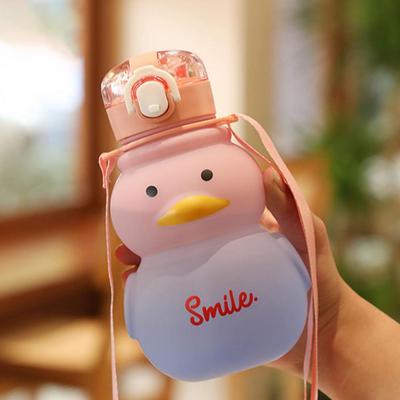 Schattige Grote Buik Waterbeker Kawaii Eend Waterfles met Rietje Waterdrinkband Eend Waterbeker