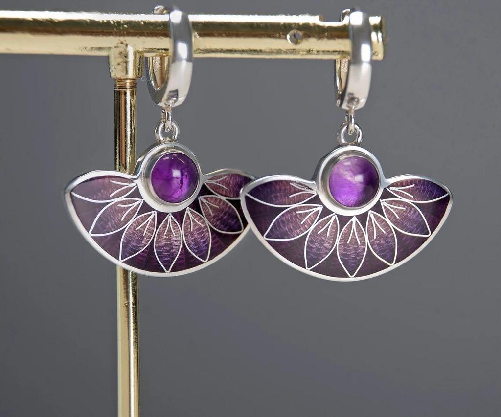 He Cheng Colorful Enamel Flower Tassel Dangle Earrings - Versatile Super Fairy Jewelry Exclusive