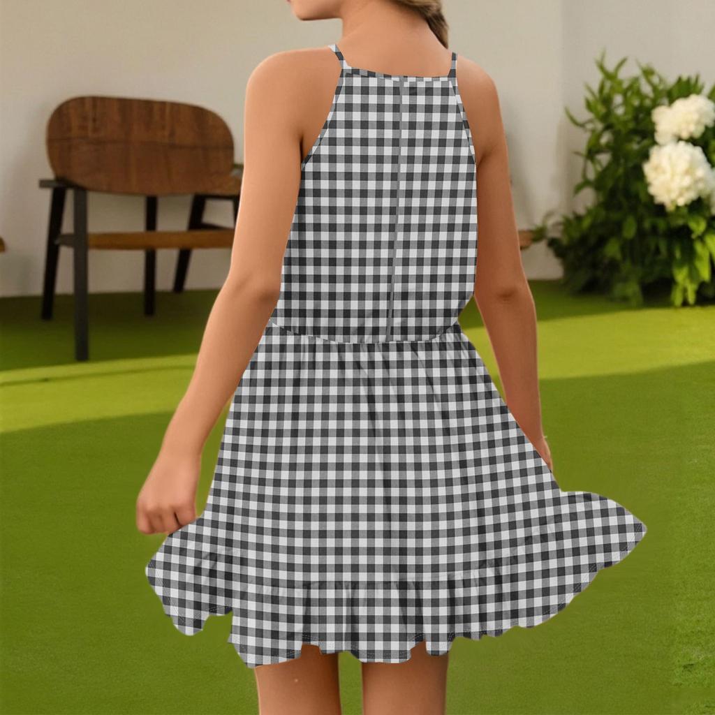 Kinder Sommer Freizeitmode Rundhals Einfarbig Ärmelloses Kleid