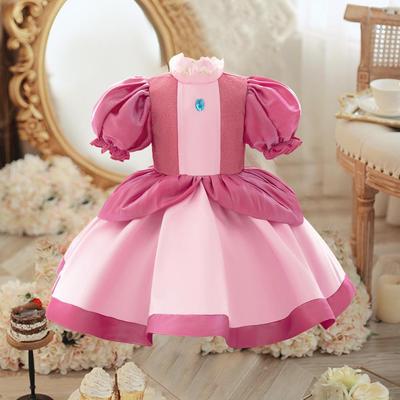 Super Mario Princess Brigitte Puff Sleeve Christening Dress for One-Year-Olds