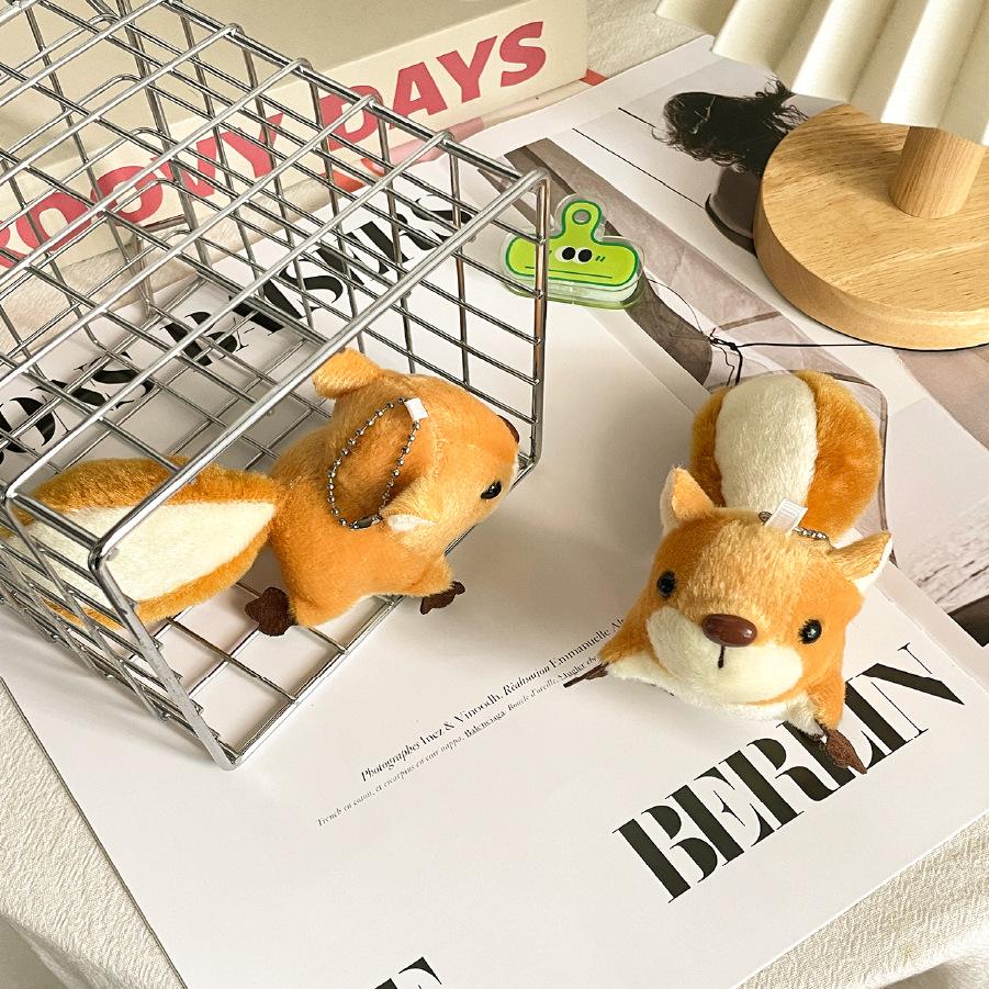 Cartoon Big Tail Squirrel Doll Long Tail Squirrel Doll Plush Claw Machine Toy Bag Keychain Pendant