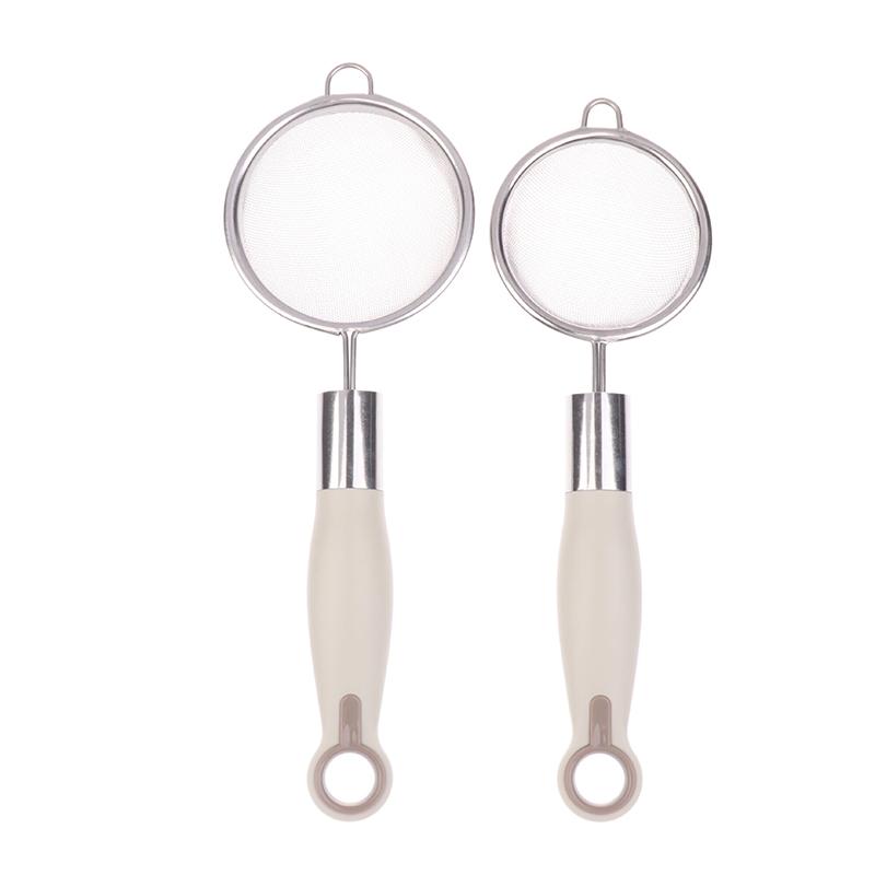 1/3 Stück Feines Mehl-Sieb 304 Edelstahl-Sieb Saft Sojamilch-Filter Kunststoffgriff Öl-Sieb Löffel Küchenutensilien