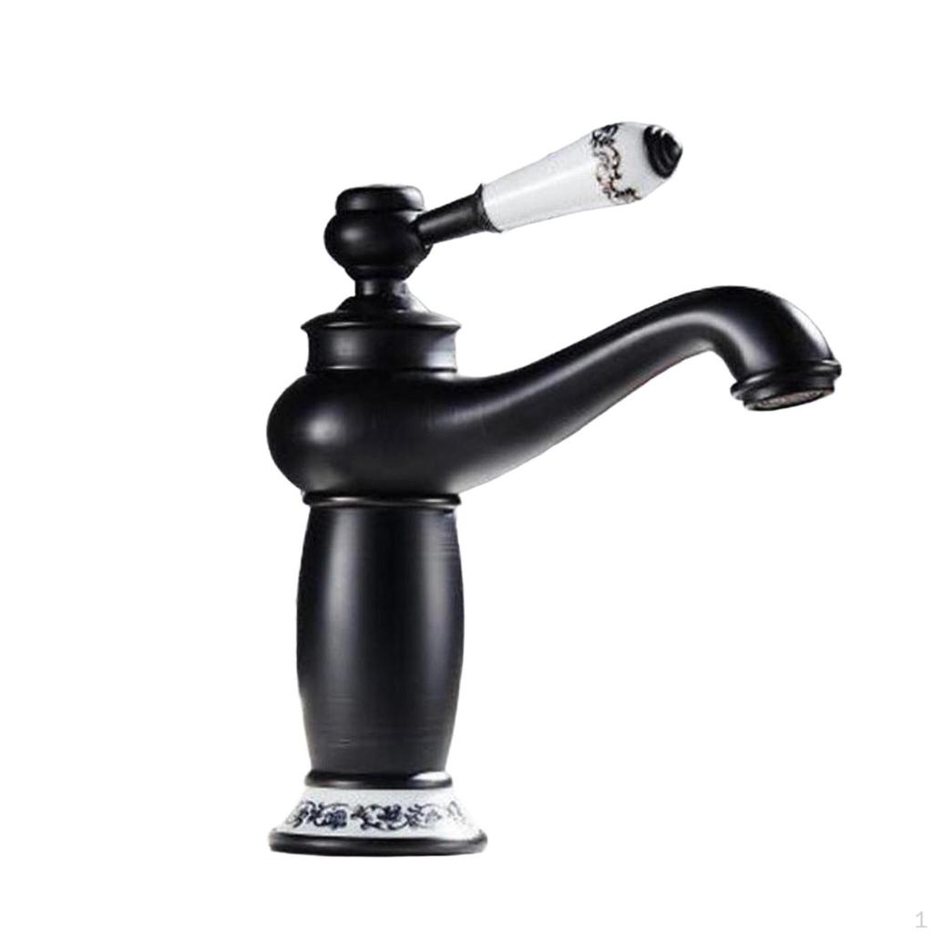 Bathroom Sink Faucet Basin Mixer Tap Ceramic Elegant Design Splashproof Single Handle and Cold