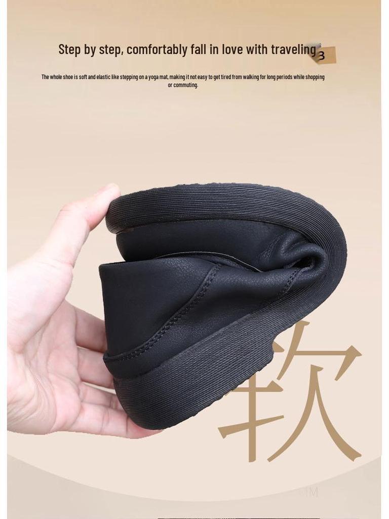 Genuine Leather Non-Slip Soft Sole Loafers for Middle-Aged & Elderly Women - Casual Spring & Autumn Style
