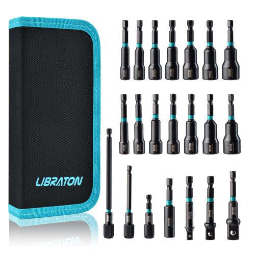 

Libraton Magnetic Socket Set, 21-Piece Set for Electric Drill Drivers, 1/4 Hex Shank, Impact Socket, Socket Adapter, Bit Holder, Extension Bar, and C