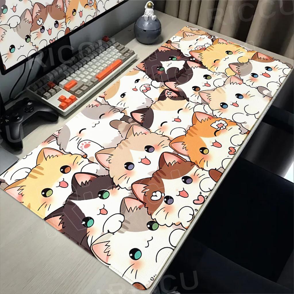 Cute Cat Mouse Pad Computer Accessories Office Game Table Mats Rubber Antislip Gaming Keyboard Mousepads XXL Desk Pads X