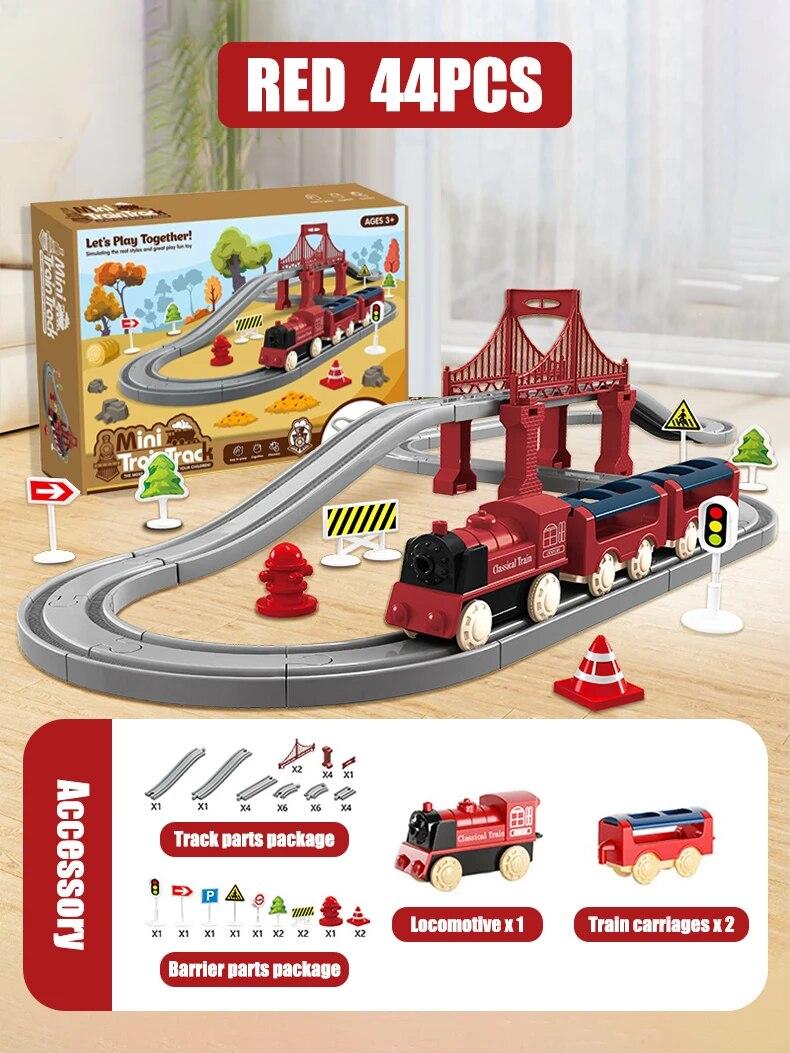 

Non-Toxic Electric Assembling Rail Train Children Educational Simulation Model Set Christmas Birthday Gift Train Track Toys