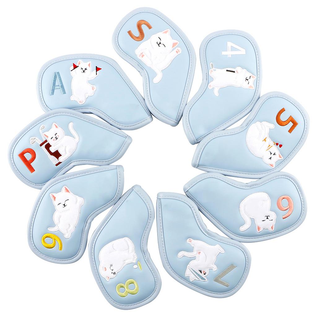 9 szt. Pokrowców na główki kijów golfowych, wzór kota, PU, etui ochronne, wodoodporny ochraniacz główki kija golfowego, headcover, pokrowce na kije golfowe