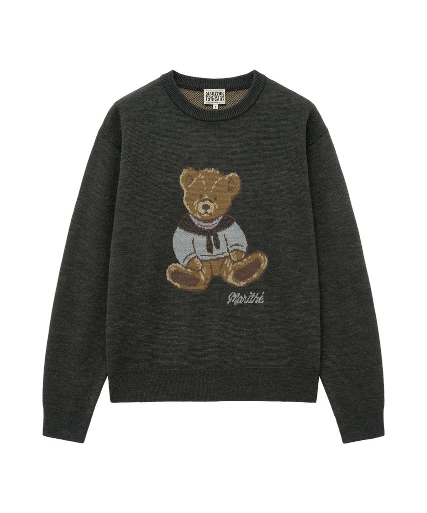 Malittepeulangsowajeobeo Doodle Bear Sweater Charcoal