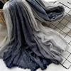 Windproof Striped Pleated Shawl Thicken Men Scarf High Quality Winter Cashmere Scarf  Female
