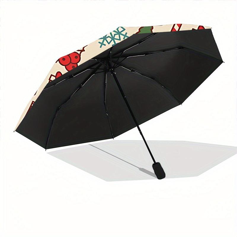 1pc Christmas Winter Automatic Open 8-Rib Windproof Umbrella, Travel & Commuting, Suitable for All Seasons