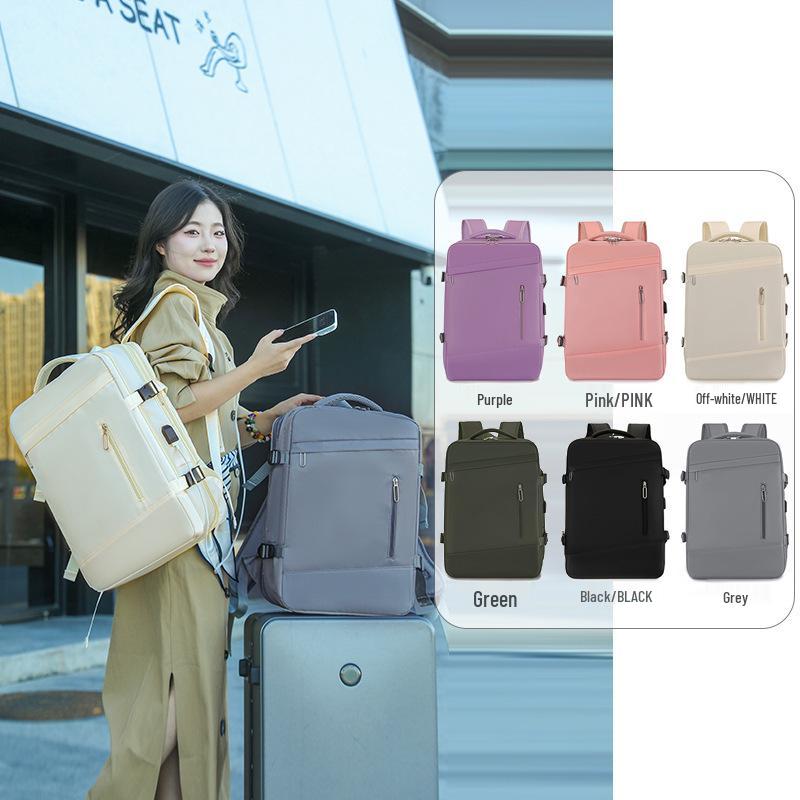 Expandable Oxford Cloth Business Backpack with Laptop and Shoe Compartments, Portable and Lightweight