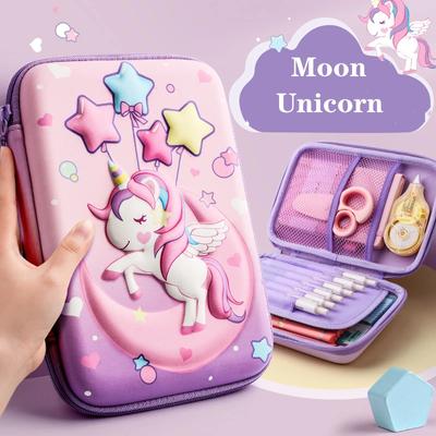 Trousse à crayons mignonne 3D Unicorn, boîte de papeterie de dessin animé, boîte à crayons de couleur pour filles, étui à stylos pour étudiants, fournitures scolaires, cadeaux