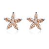 Cute Female Blue Zircon Stars Stud Earrings Multicolor Birthstone Crystal Silver Color Wedding Jewelry For Women