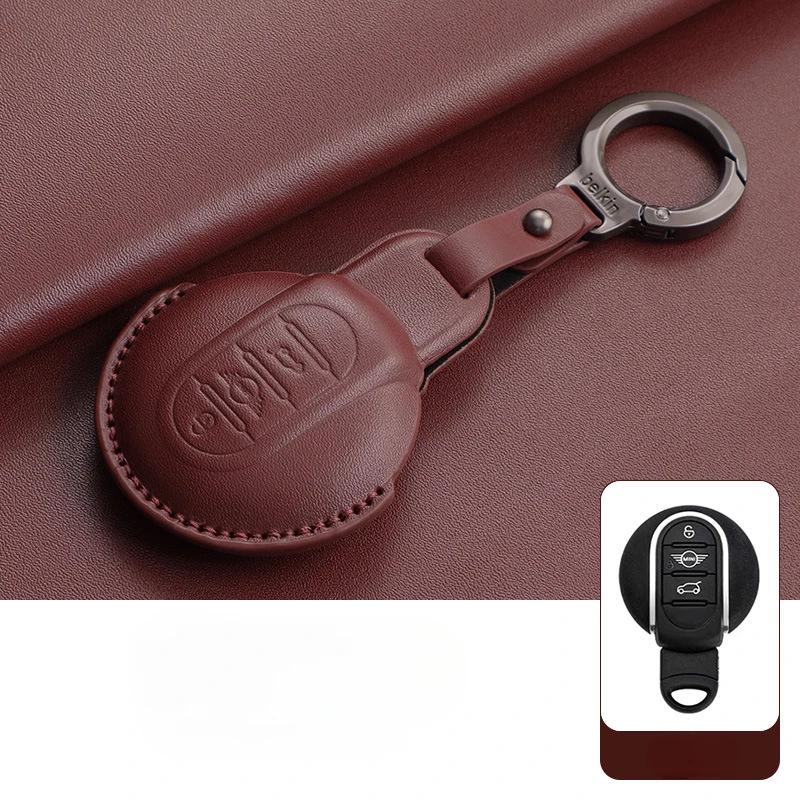 Kožený kryt na klíče od auta pro BMW MINI COOPER S ONE JCW F54 F55 F56 F57 F60 CLUBMAN COUNTRYMAN Držák na dálkový ovladač Shell Keychain