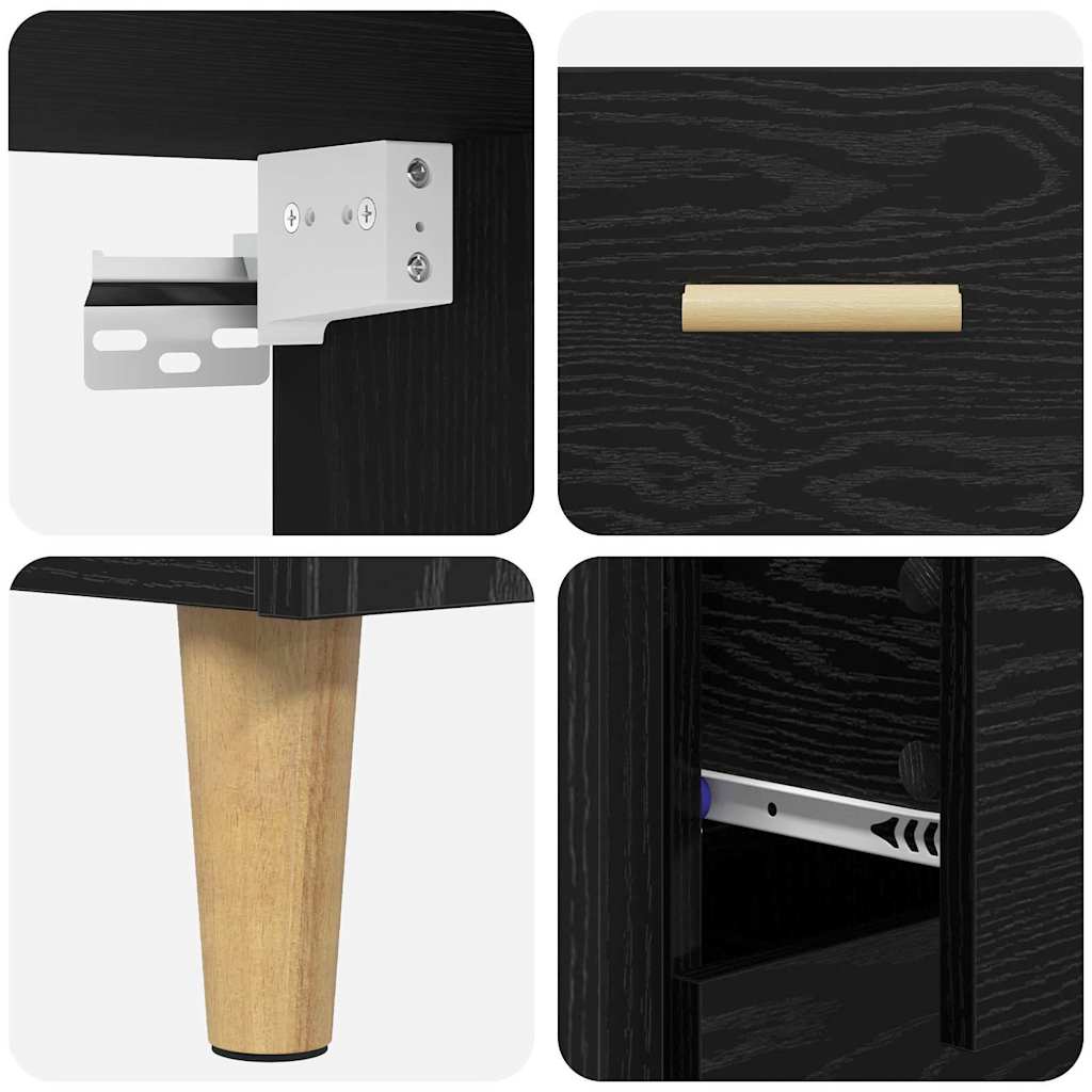 Highboard Black Oak Effect 69.5 x 32.5 x 180 cm