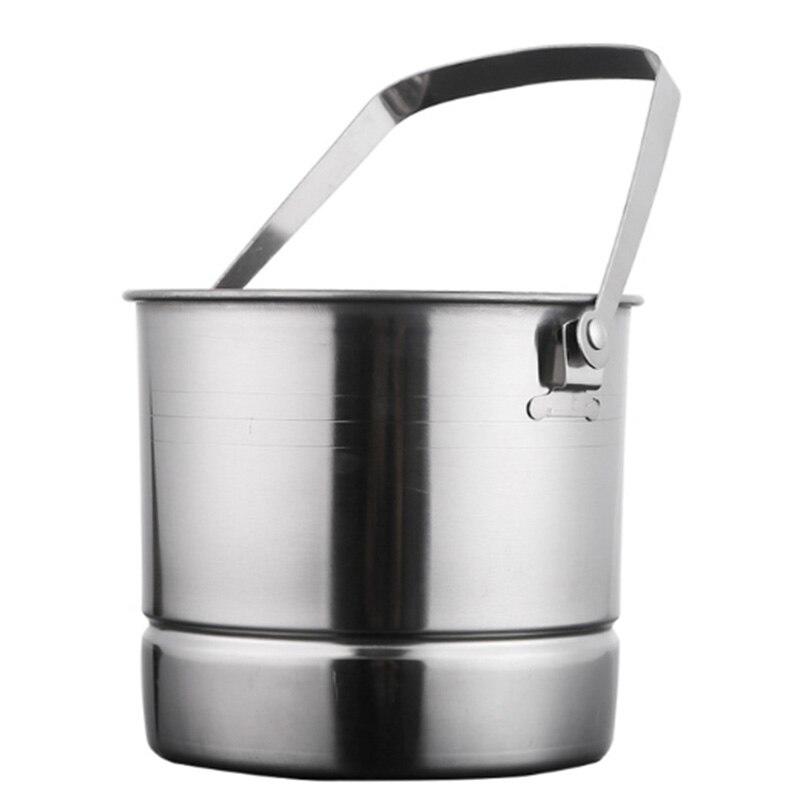 Portable Ice Bucket Stainless Steel Ice Bucket Ice Bucket with Hook Metal Bucket with Water Barrier 1L | Ice Bucket and Clamps