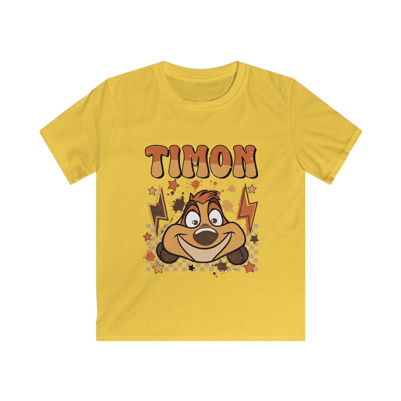 Timon Character Tee | Kids T-Shirt, Cartoon Meerkat Face Design M