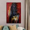 Abstrakte schwarze Pferde Ölgemälde Wandkunst rot goldener Hintergrund Leinwand Poster für Wohnzimmer Veranda Home Dekoration Cuadros