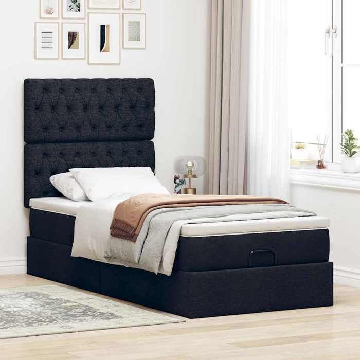 Maison Exclusive - Cadre de lit ottoman avec matelas noir 80x200 cm tissu