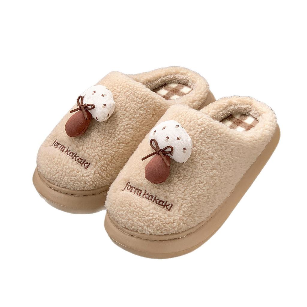 Cartoon stepping on shit, autumn and winter models, velvet, warm and non-slip, soft bottom, silent cotton drag, couple, indoor household