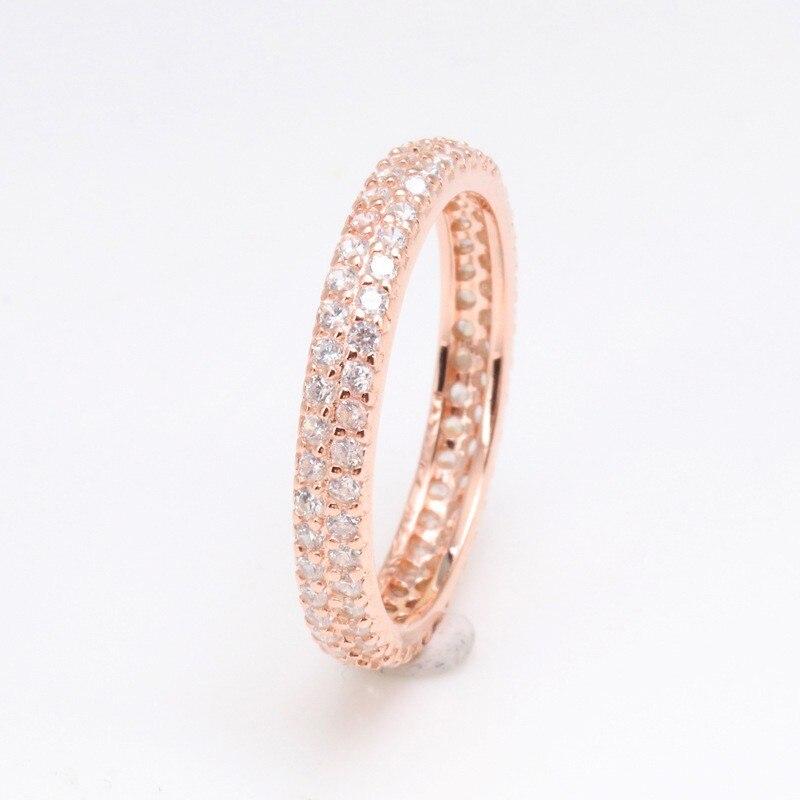 925 Sterling Silver Pan Ring Rose Gold Source Of Inspiration With Crystal Cz Ring For Women Wedding Party Fashion Jewelry