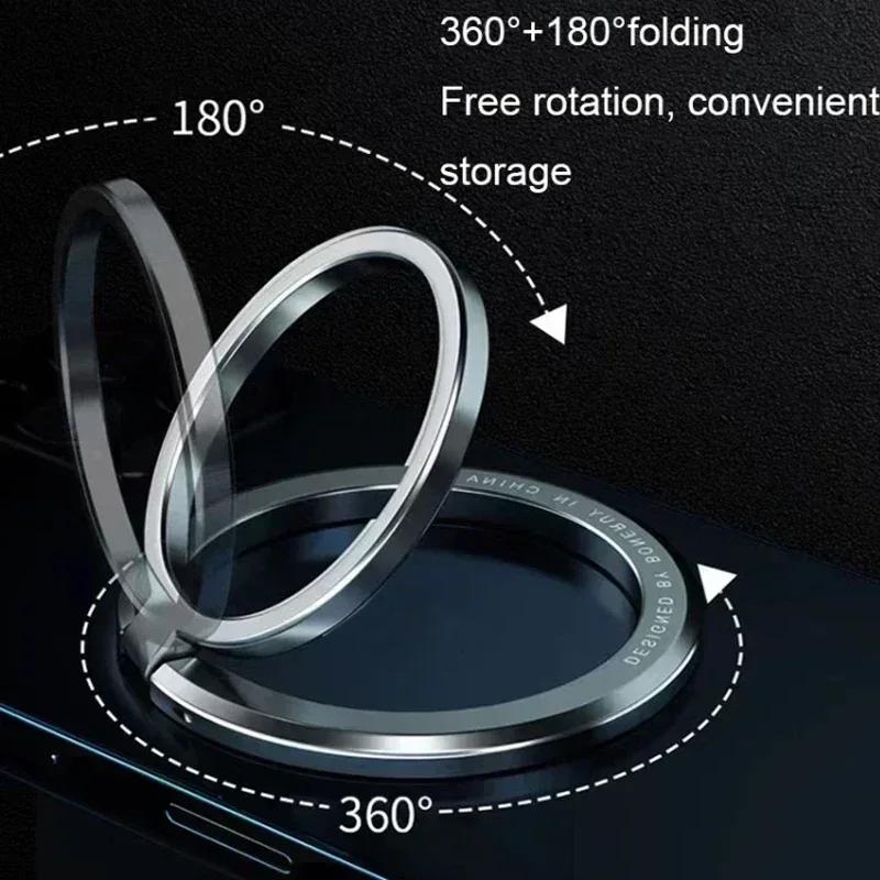Ultra-thin Cell Phone Ring Holder Magnetic Ring Rotatable Foldable Kickstand Magnet Grip Desktop Stand for MagSafe IPhone 15 14