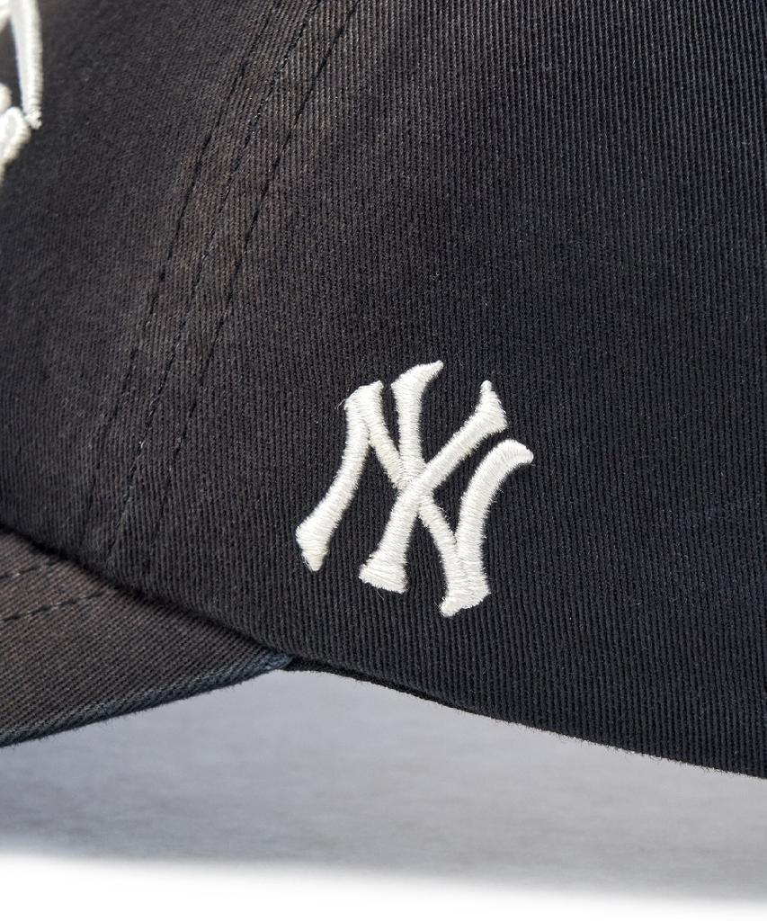 Emelbi Vintage Washed Curve Logo Unstructured Ball Cap Ny (Black)