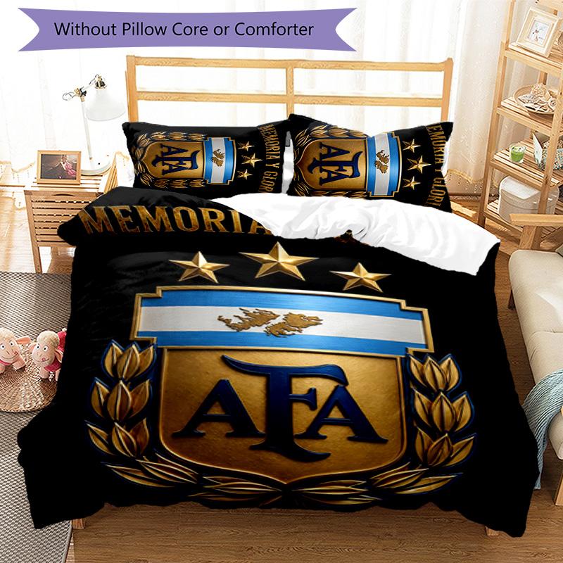 3pcs Argentina Football Pattern Bedding Set Duvet Cover Set Includes Duvet Cover &pillowcases,perfect All Season Bedroom Decoration&gift