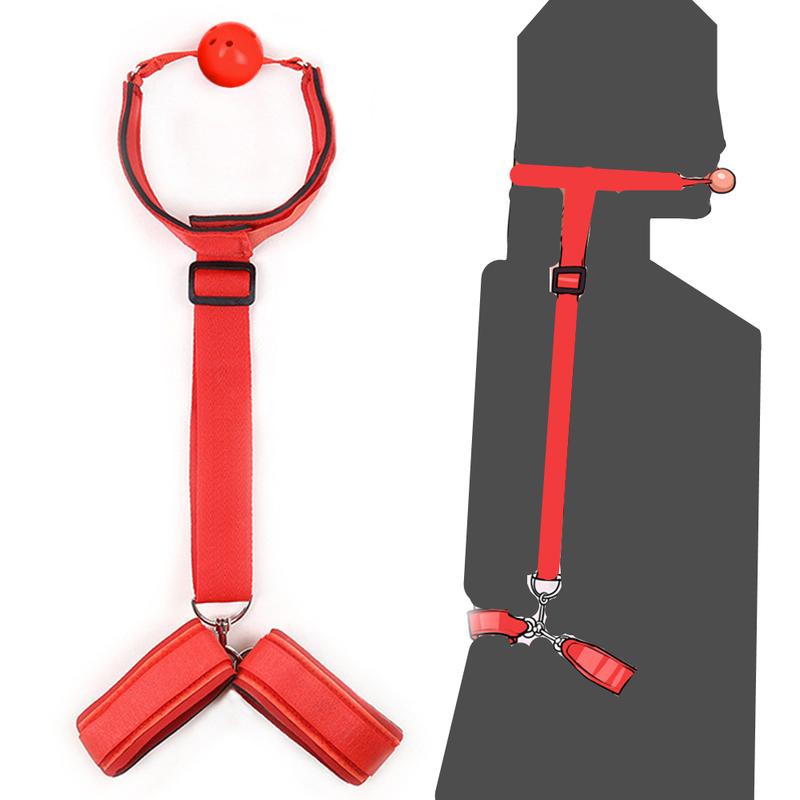 Erotic HandCuffs Mouth Gag BDSM Bondage Restraints Sex Toys for Couples Open Mouth Ball Backhand Cuffs Tied Up Adult Game