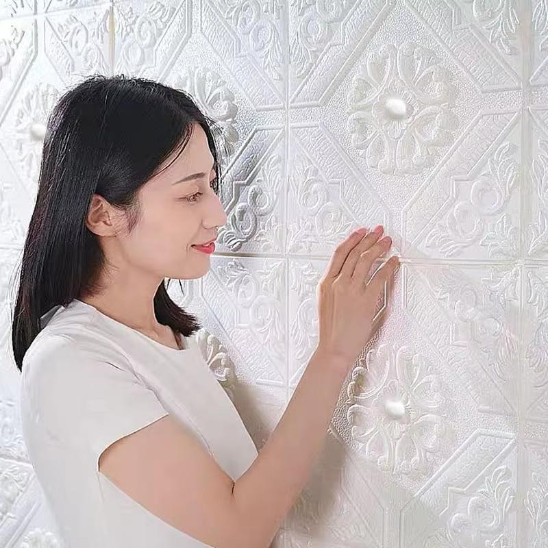 Decorative Waterproof Moisture-proof Mildew Proof Modern Style Self-adhesive 35cm * 35cm Wallpaper Bedroom Background Wall