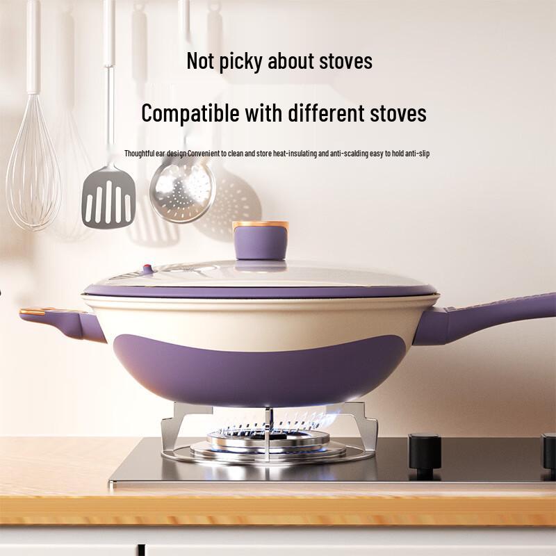 34cm Titanium Micro-Pressure Flat-Bottom Wok