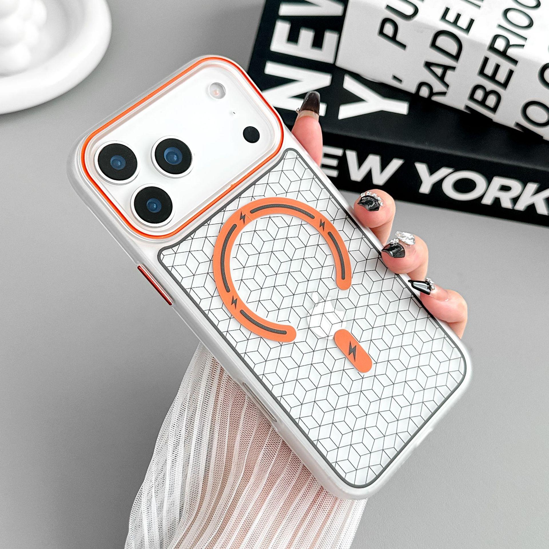 

Compatible with Apple 17 Pro Max: 3D Grid Pattern Magnetic Case, iPhone 16 Skin-Feel, Drop-Proof Protective Cover for iPhone 15. 15
