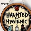 Funny Restroom Wall Sign Bathroom Halloween Hanging Ornaments, Creative Ghost Wooden Decor Sign, Decorative for Holiday Art