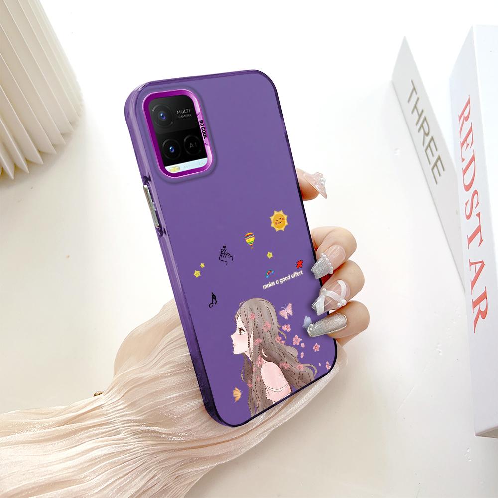 Painted Pattern Colorful Sliver Double Sided Hard Shell Shockproof Anti-fall Phone Casing for Vivo