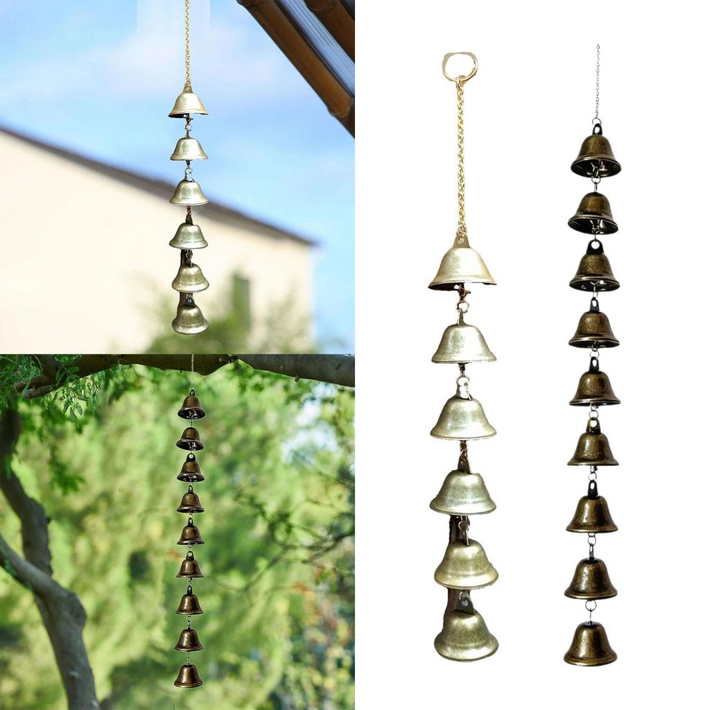 Decorative Cast Iron Wind Chime Outdoor Hanging Bell Garden Ornament for Traditional Christmas Patio Decor