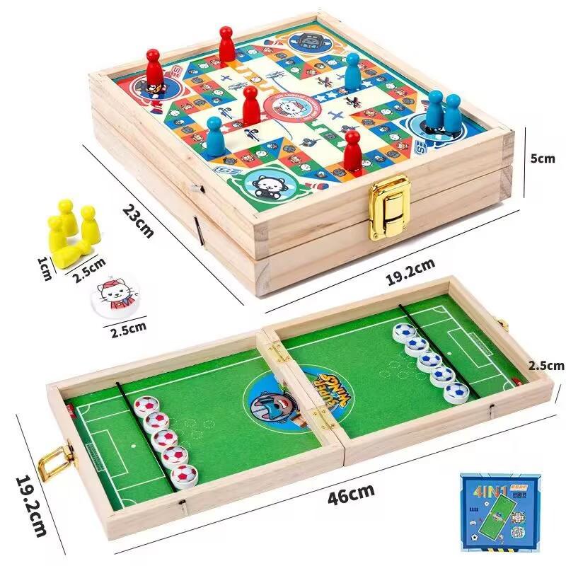 Bouncing Chess Catapult: Wooden Two-Player Battle Game for Parent-Child Interaction & Educational Fun