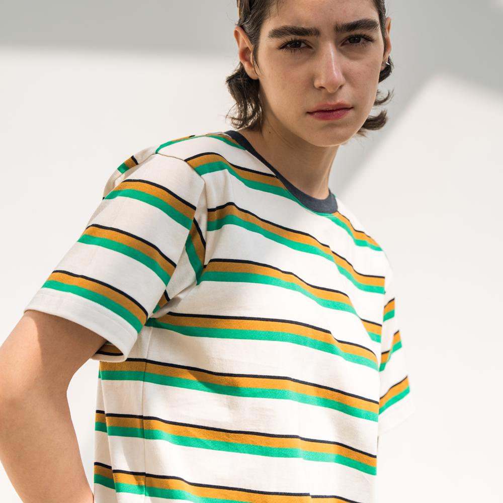 EDENIK Resort Striped Short Sleeve T-Shirt_Green