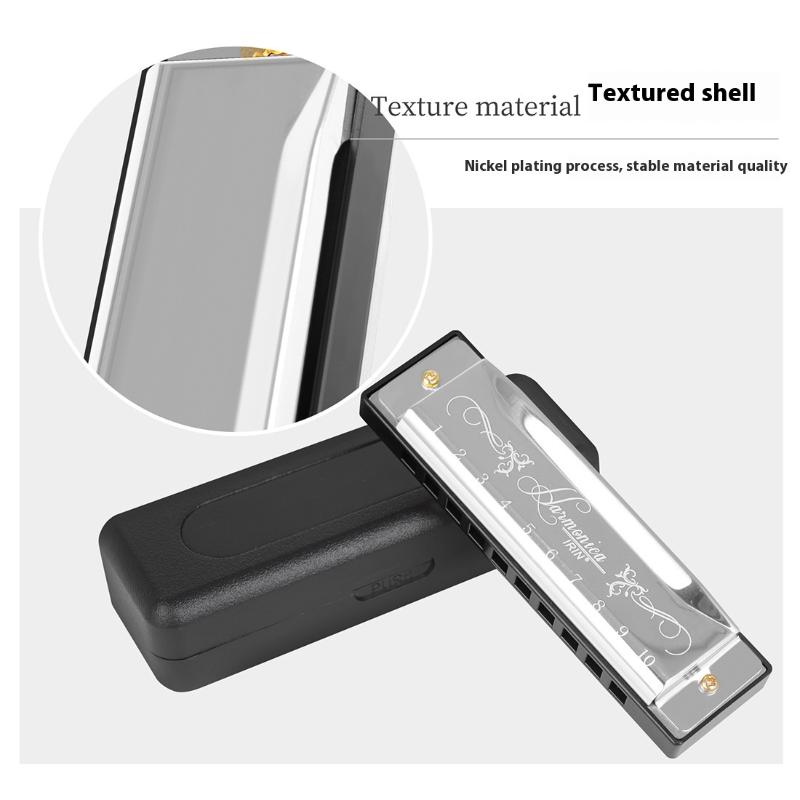 1-Piece Colorful Harmonica 10 Hole 20 Tone C Key ABS Eco-friendly Plastic Parts in Red Silver Black