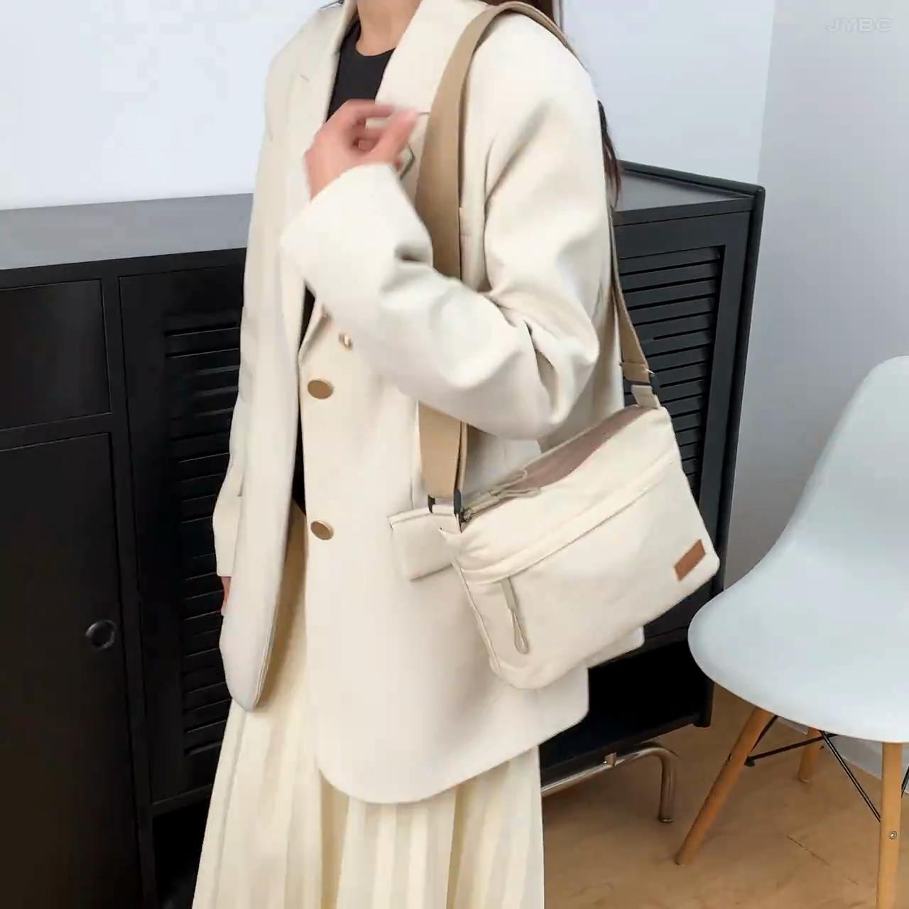 Yjsty Women's Grey Casual Crossbody Bags Nylon Fabric Multi Pockets Small Capacity Hobo Shoulder Bag 2025 Spring Latest Fashion Messenger Bag