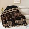 Black Samoan-Hawaiian pattern Blanket for Sofa Bed Travel Camping Living Room Office Conditioning Blanket for All Seasons Gifts